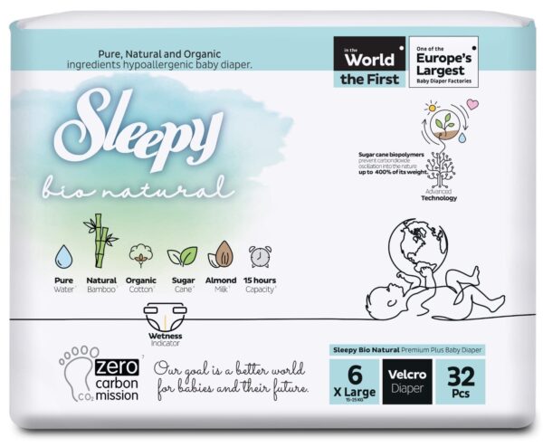 Sleepy couches bio natural Taille 6 (15-25 kg) 64 unités
