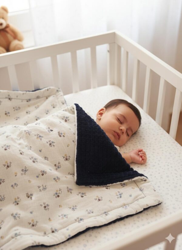 Couverture douce Fleurie Bleu