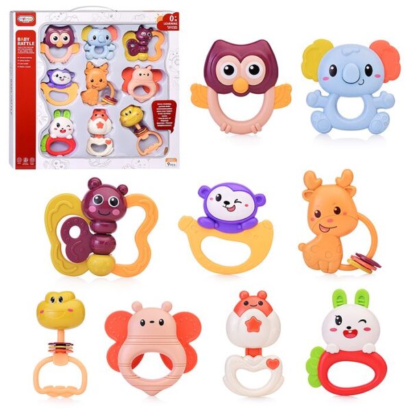 Hochets 9 pièces Animaux