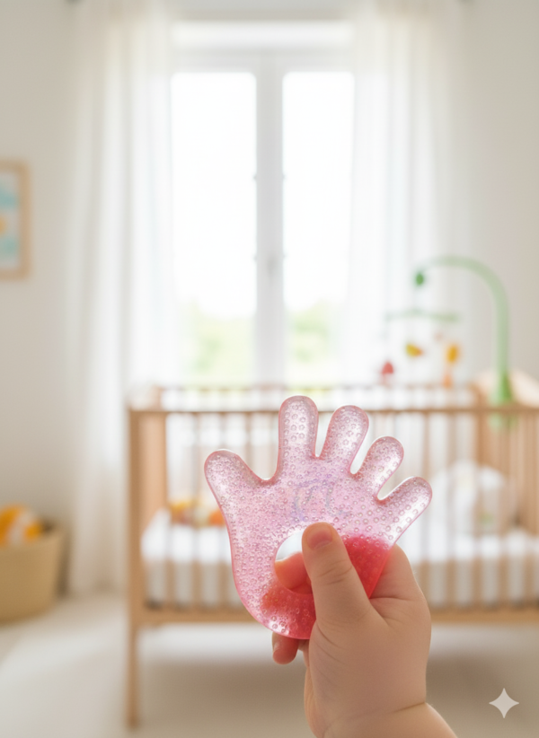 Notre bébé – Anneau de Dentition Réfrigérant main Rose 3 mois +