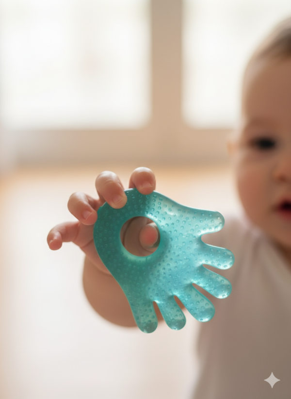 Notre bébé – Anneau de Dentition Réfrigérant main verte 3mois+