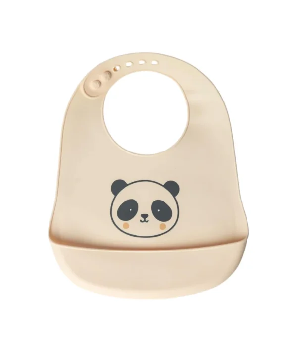 Yummy Bavoir en Silicone avec Poche 9m+ – Panda Rose Blush