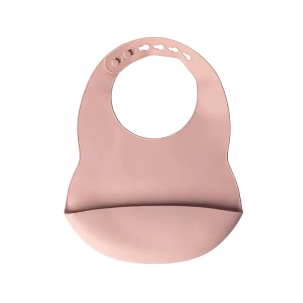 Yummy Bavoir en Silicone avec Poche 4m+ Rose Poudré
