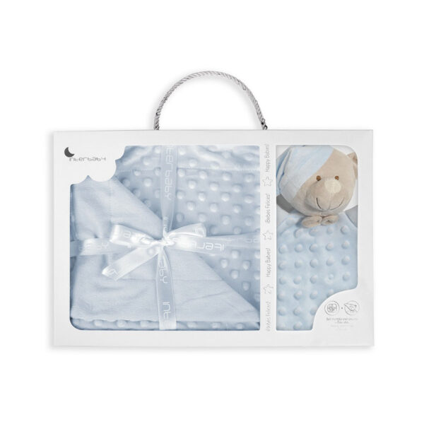 Interbaby Couverture En Bulles +Doudou 80x110cm Bleu