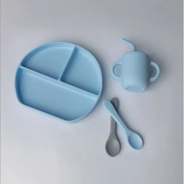 Yummy Coffret Repas en Silicone avec Ventouse Bleu 6m+