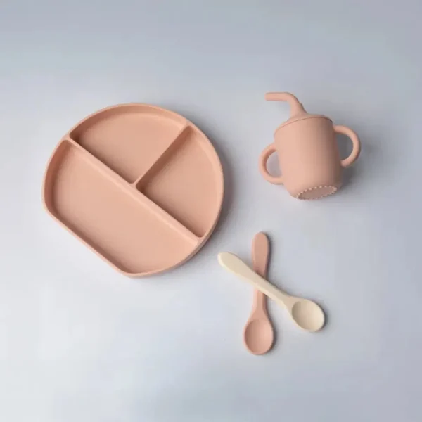 Yummy Coffret Repas en Silicone avec Ventouse Rose Blush 6m+