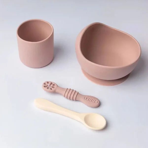 Yummy Coffret Repas Complet Silicone dès 4mois – Rose Poudré
