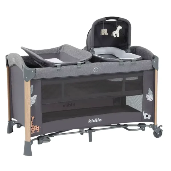 Kidilo – Lit Cododo Multifonction avec Couffin Deluxe Gris