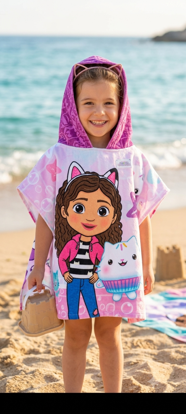 Poncho de plage Gabby’s Dollhouse à capuche